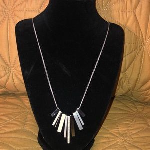 Loft long silver tone necklace with metal bars